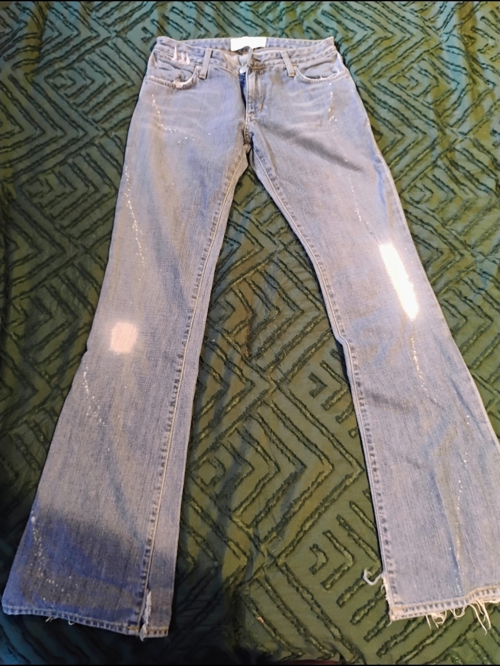 Women’s Light Blue Flared Jeans with Distress